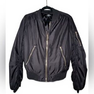 Topshop Black Bomber Jacket with Gold Hardware